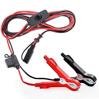 16AWG SAE Battery Tender Alligator Clips with Switch, SAE to Alligator Clips with 15A Fuse, 7.87FT Long Wire, Suitable for Spray Pumps, Battery Chargers, Solar Panels, Etc