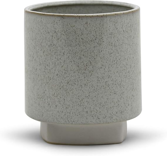 WGV Ceramic Vase, Width 5.3", Height 5.7", Stone Mason Pot, Creamy White with Dark Brown Speckles Planter Cylinder for Wedding Event Office Home Decor, 1 Piece