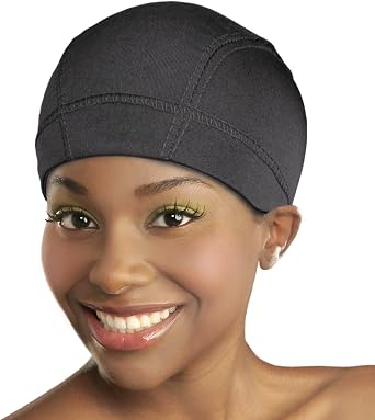DONNA Argan Spandex Dome Wig Cap, 1PC, Black - Ideal for Face Wash, Shower Cap, and Hair Wax Stick Application