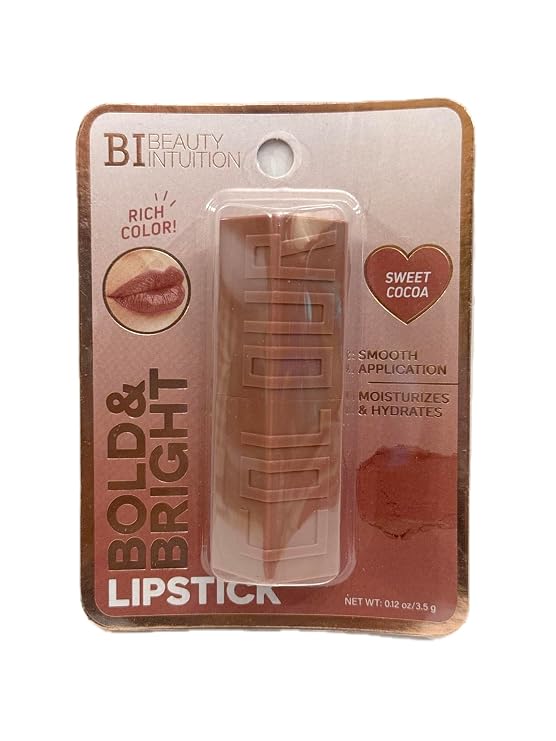 Lipstick - Bold + Bright, Rich Color, Moisturizing & Hydrating Formula, Smooth Application (Sweet Cocoa)
