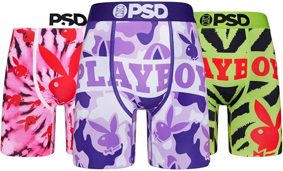 PSD Men's Pb Bright 3-Pack Boxer Briefs, Multi, L