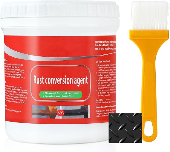 TPTAL Rust Renovator,Rust Remover for Metal,Rust Converter for Metal,Water-Based Rust Remover for Metal, Rust Removal Converter Metallic Paint with Brush,Multi-Functional Anti-Rust Paint 300g(Black)