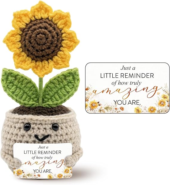 Crochet Sunflower Encouragement Gift Just a Little Reminder of How Truly Amazing You are Inspirational Positive Gifts for Mom, Friends, Coworkers, Teachers & Loved Ones