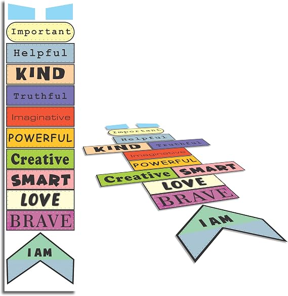 Sensory Path Decals Floor Stickers Hopscotch Classroom Decor - Positive Affirmation Floor Decals for Boosting Gross Motor Skills