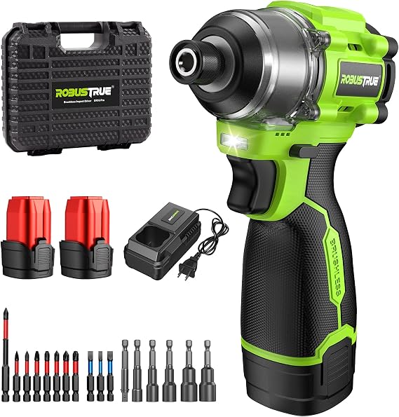 Robustrue 16.8V Cordless Brushless Impact Driver Kit 1/4"1416 in-lbs