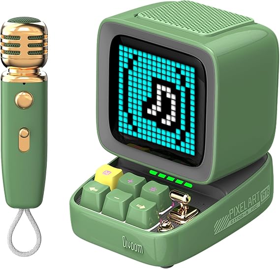 Divoom Ditoo-Mic Karaoke Bluetooth Speaker with Adaptive Pixel Display with Microphone - Gift Box (Green)