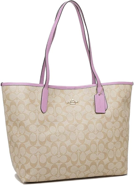 Coach Women's Outlet Tote Bag f5696 City Tote Signature 4 IMRPH Khaki Violet Red