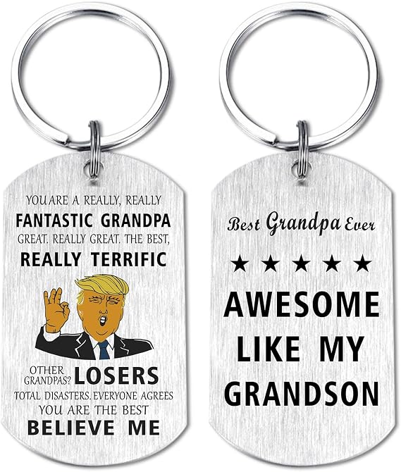 Mataly Keychain for Grandpa Gifts, Awesome Like My Granddaughter Grandson, Best Grandpa Birthday Gifts, Christmas