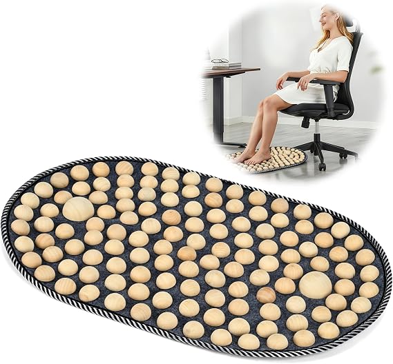 Wood Acupressure Foot Massage Mat, Portable Foldable Foot Pressure Point Pad for Stress Relief, Arch & Heel Pain
