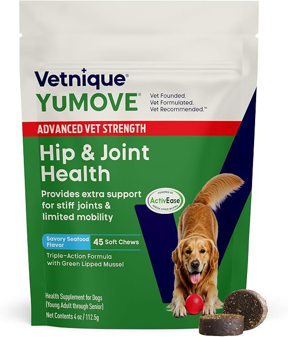 YuMOVE Adult Dog Hip & Joint Soft Chews, ActivEase Green Lipped Mussel, Glucosamine for Dogs, Hyaluronic Acid & Omega 3 - Barbecue Flavor