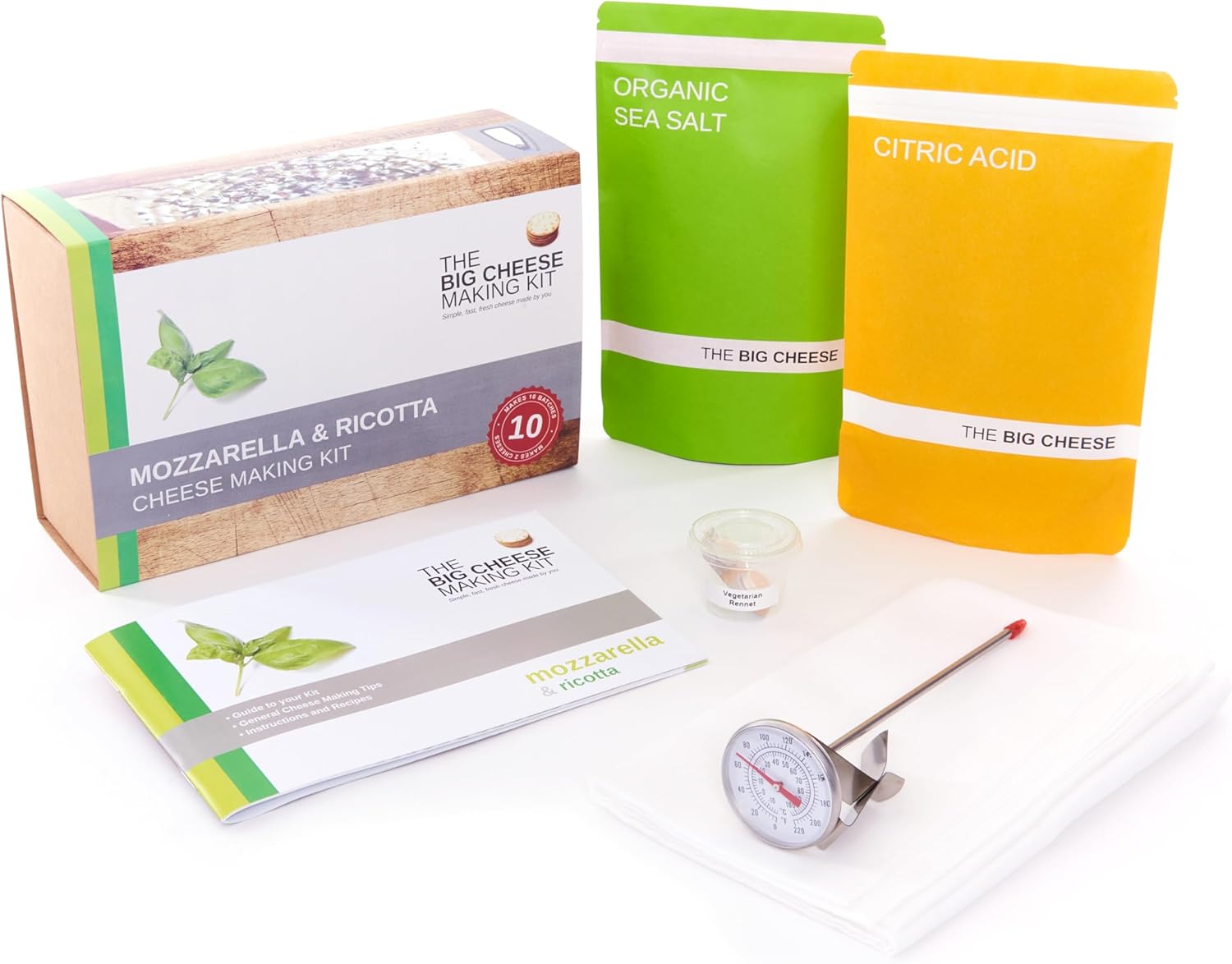 Make Your Own Cheese Kit with The Mozzarella and Ricotta Easy Cheese Making Kit (UK) - Gluten-Free Vegan Cheese Kit - Includes Recipes, Vegetarian Rennet for Cheese Making, and other Ingredients, 450g
