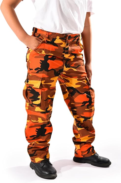 BACKBONE Kids Cargo Pants, Boys & Girls Outdoor Multi-Pocket Trousers