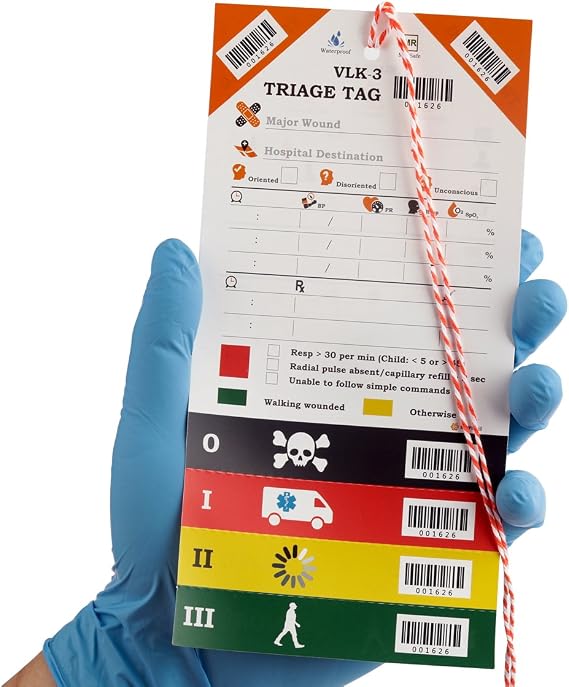 10-Pack VLK-3 Waterproof Medical Triage Tag for Mass Casualty Incident Version na 1.02
