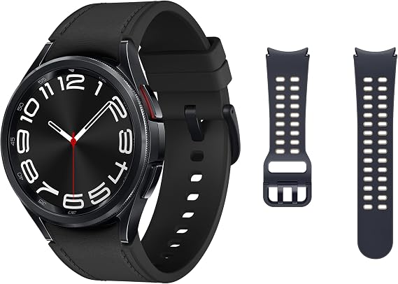 Samsung Galaxy Watch6 Classic Smart Watch, Fitness Tracker, Bluetooth, 43mm, Black with a Galaxy Official Extreme Sport Band (S/M), Graphite/Etoupe (UK Version)