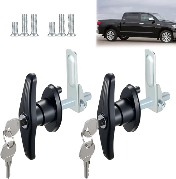 2PCS Keyed Alike Truck Cap T-Handle Locks, Camper Shell Accessories