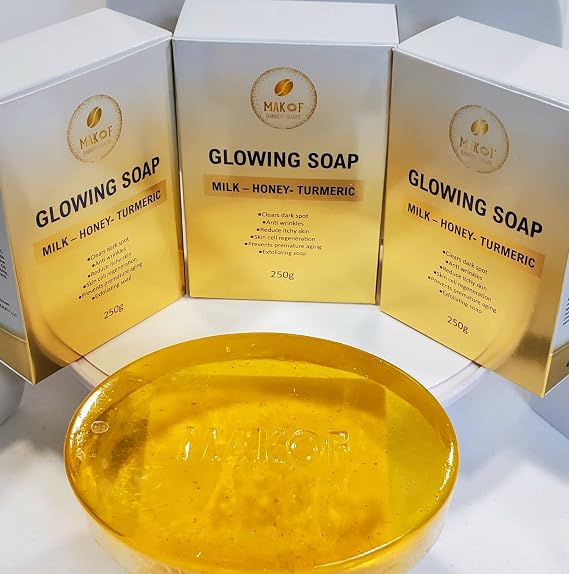 TURMERIC - HONEY - MILK SOAP. Skin Brightening Soap, All Natural, Dark Spots Remover, Acne, Scars, Face and Body 250 g (1)