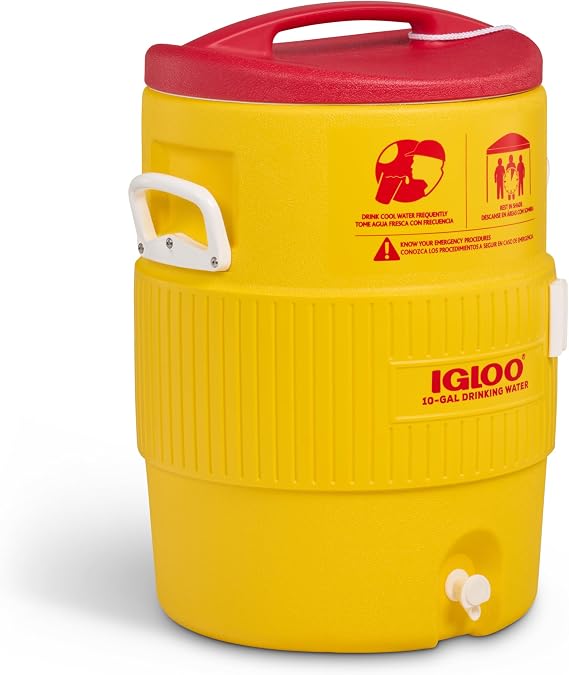 Igloo 400 Series Water Cooler, 10 gal, 16 dia x 23.5 h, /Red