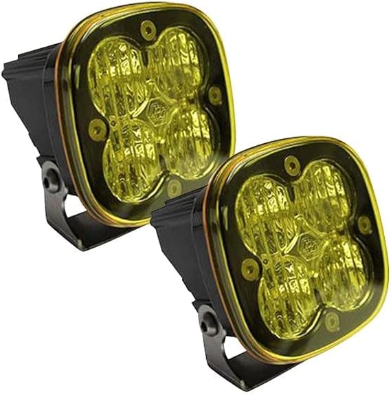 Baja Designs Squadron Pro Black LED Light Pod Pair - 2 PCS LED with Wiring Harness (Wide Cornering; Amber)