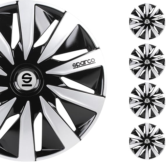 Sparco Wheel Covers Lazio - 15-inch - Black/Silver - Set of 4 pieces