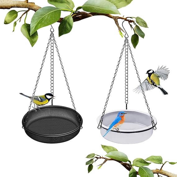 Hanging Bird Bath For Garden, Metal Hanging Bird Feeders, Bird Water Bath, Bird Water Feeder For Balcony, Bird Water Bowl, Bird Baths For The Garden, Birdbath Bird Feeders Hanging For Attracting Bird