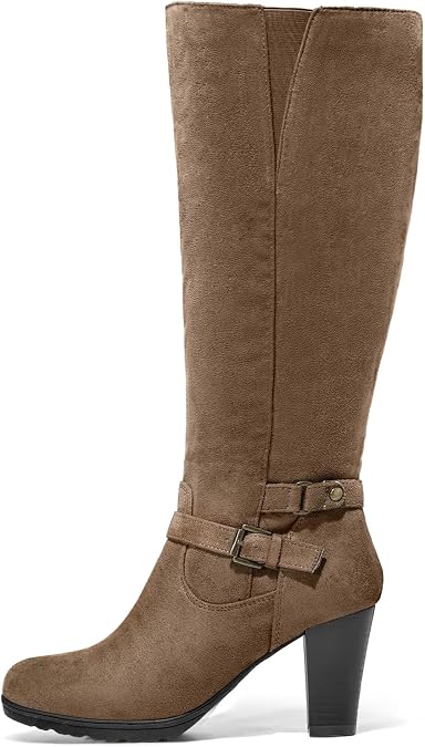 mysoft Women's Knee High Boots Chunky Heel Boots with Zipper