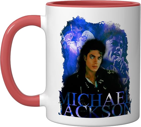 Michael Jackson 129 Back Print Ceramic Mug, Red/White