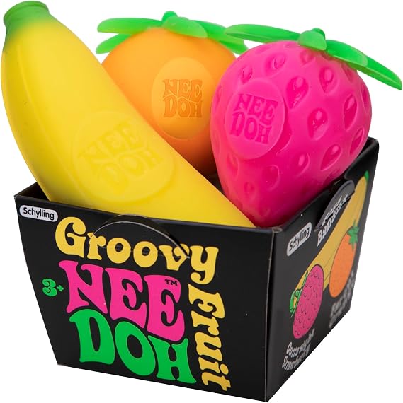 Schylling NeeDoh Groovy Fruit - Sensory Fidget Toy - Multiple Shapes - Ages 3 to Adult Pack of 1
