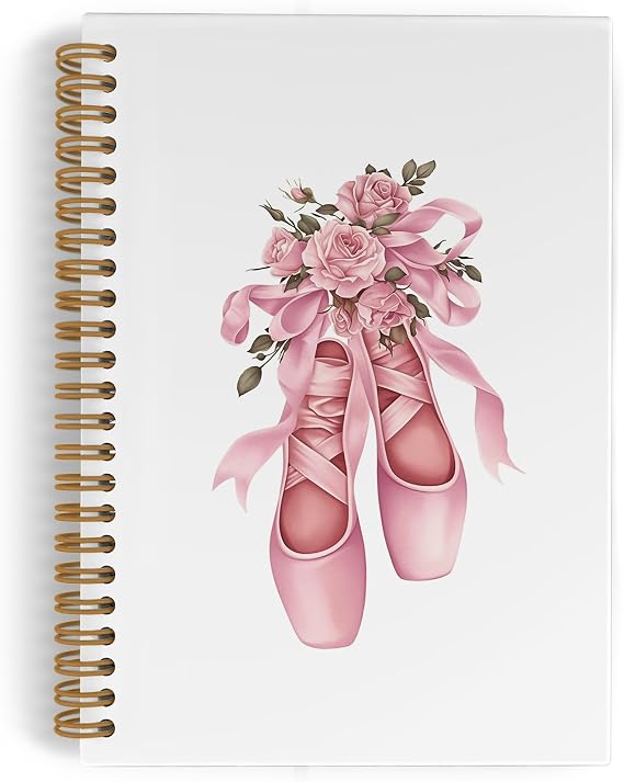 Coquette Pink Bow Ballet Dance Spiral Notebook, Dancer Teacher Gifts Journal Notebook, Inspirational Ballet Gifts Notebooks for School Work, Dancing Office Supplies Gifts for Girls Women, 5.5x8.3 Inch