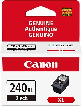 Canon PG-240 XL Genuine Black Ink Cartridge, Compatible with MG2120/3120/4120, MX512/432/472/372/392/522/532/452, MG2220/3220/4220/3520/3620, TS5120