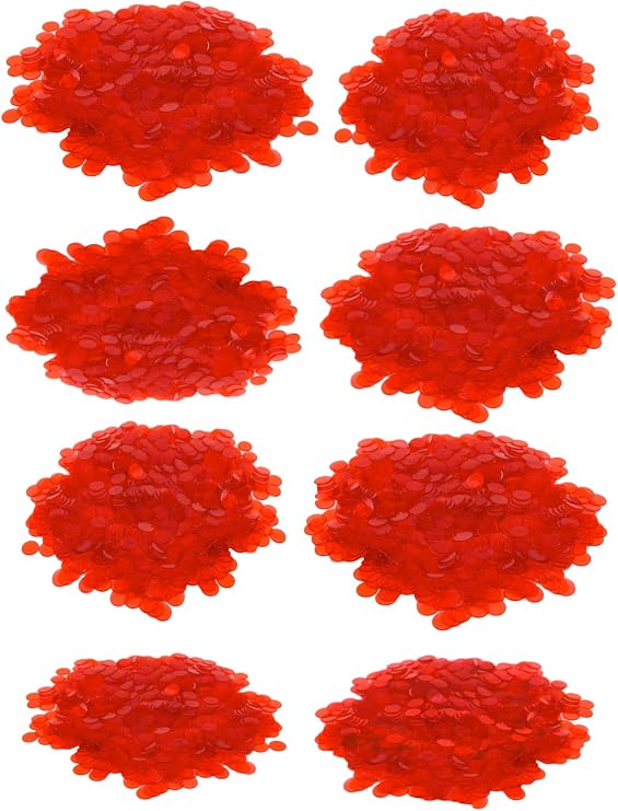 Regal Bingo Plastic Bingo Chips 5000 Pcs - Clear Transparent Counters Game Chips Set for Board Game - Fun Family Bingo Night - 3/4 Inch Red Color