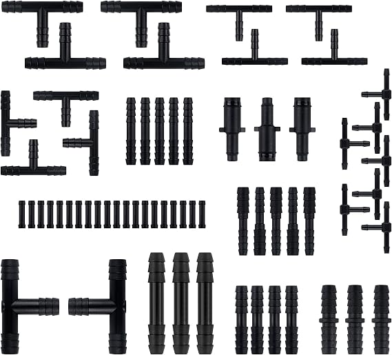 64PCS Vacuum Line Connectors Kit,Heat Resistant 240C (460F) Vacuum Hose Connector Assortment for Tightly Connecting Vacuum Lines,Silicone Vacuum Hose,Multiple Size Vacuum Tube Fittings (64PCS)
