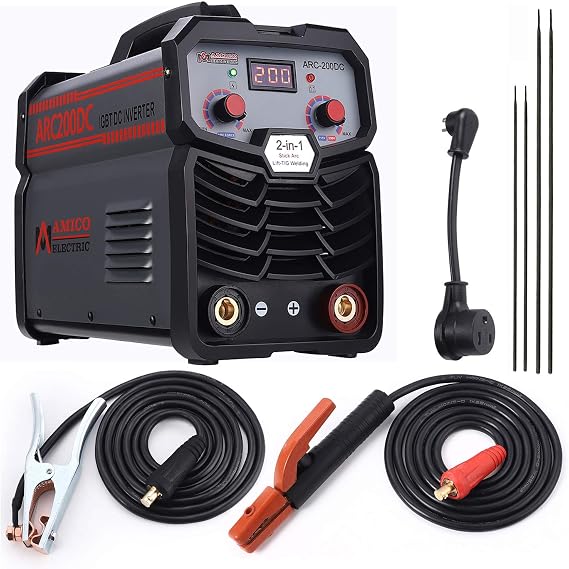 Amico ARC-200DC, 200 Amp Professional Stick Arc TIG Welder, Use E6010 E6011 E6013 E7014 E7018 etc. 80% Duty Cycle