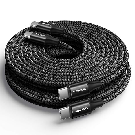 10ft 2 Pack Long USB C to USB C Cable Fast Charging 60W, PD Type C Charger Cord for Samsung Galaxy S25 S24 S23 S22 Ultra A16 Z Flip6 Fold6, iPhone 16 15 Pro, MacBook/iPad