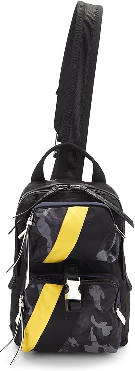 Pre-loved Black Nylon Camo Sling Bag, Black