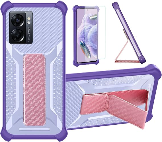 bojioderf Case Compatible for Oppo A77 5G Phone Case Cover [with Tempered Glass Screen Protector] Hybrid Case [Folding Support Magnetic] [Frosted Anti-Fingerprint] Purple
