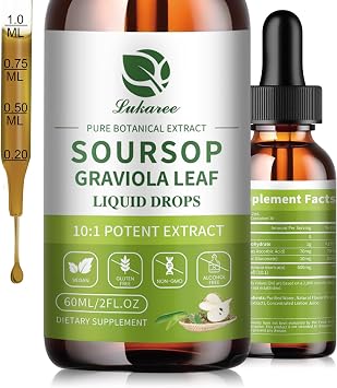 Lukaree Pure Soursop Graviola Leaf Extract for Immunity, Gut Health & Natural Energy Support Soursop Bitters Liquid with Cold Extract Vegan | Gluten-Free | 2 Fl Oz