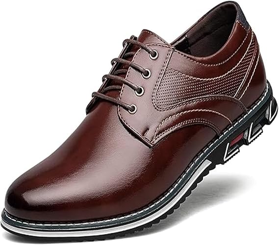 Men's Dress Shoes Comfort Soft Men Oxford Superior Flexural Leather Fashion Dress Sneakers Business Casual Men's Shoes Color: Brown, Size: 9.8 inches 25.0 cm