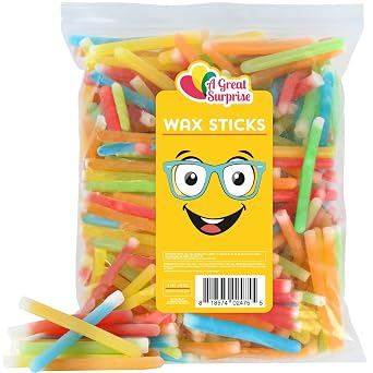 Candy Wax Sticks - Wax Candy with Juice - Bulk Goodie Bag Stuffer Candy - Drinkable Candy for Kids - Candy Drinks - 3 Pounds - Wax Stick Drinks - Chewy Wax Candy