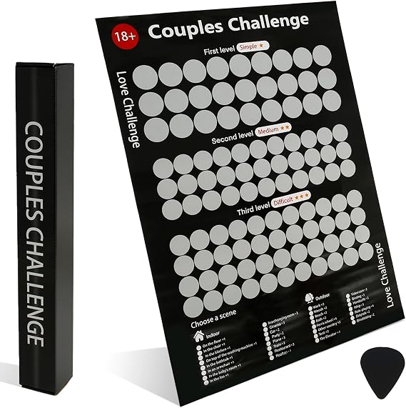 QENWKXZ 100 Dates Scratch off Bucket List Poster, Scratching Poster for Adventure Couple, Date Night Ideas, Gifts for Couples,Scratch Off Date Night Ideas, Valentine's Day Scratch-off Poster (Black)
