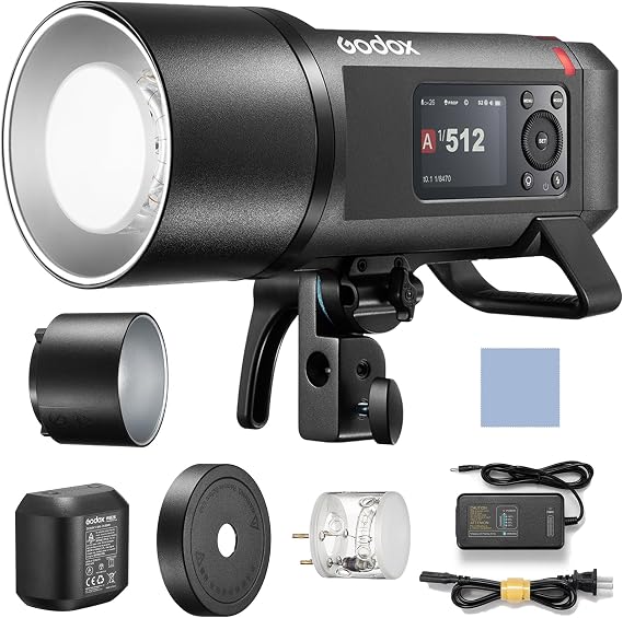 Godox AD600Pro II All-in-One Outdoor Flash Light 600W 2.4G Wireless Speedlite TTL Auto-Flash 1/8000s HSS 0.01-0.09s Recycle Time with 40W Bi-Color Modeling Light 2600mAh Lithium Battery