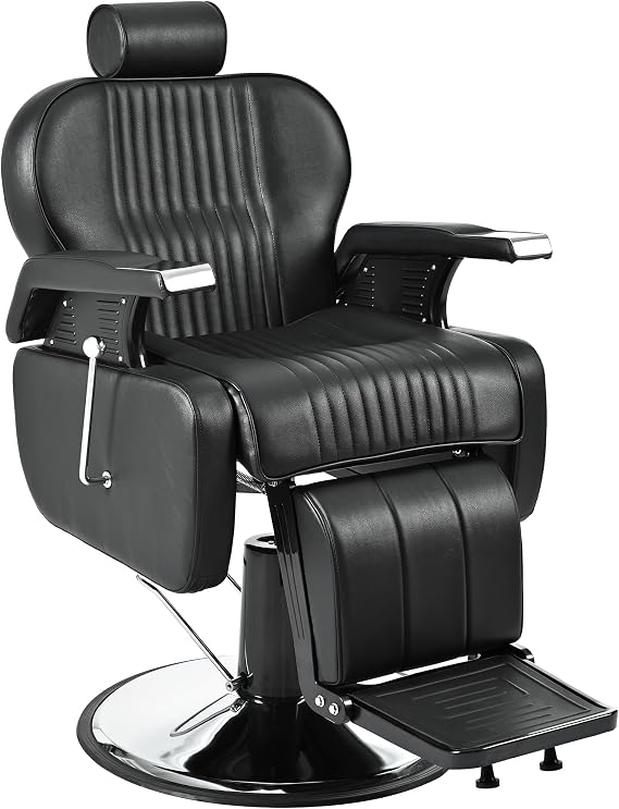 Vintage Heavy Duty Barber Chair, All Purpose Hydraulic Recline Salon Chair Load 440lbs,for Barber Shop & Beauty Salon,Styling Equipment,Black