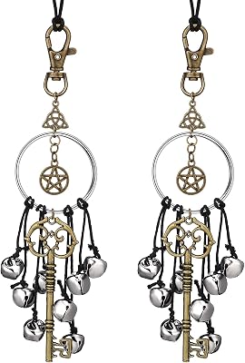 Witch Bells for Door Witchcraft Bells Supplies Wiccan Decor Altar Bell Antique Magic Keys Witchy Wicca Home Protection Decor Kitchen Witch Decor 2 Pieces