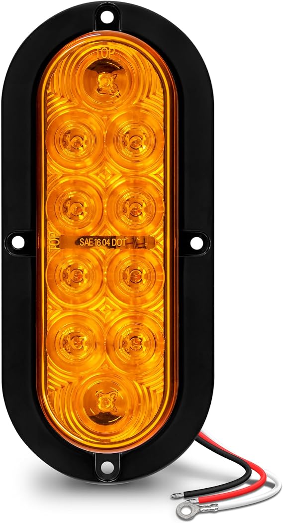 TRUE MODS 6" Amber Oval LED Trailer Tail Light for RV Truck Flatbed | DOT FMVSS 108, Surface Mount, IP67 Submersible, Park & Turn Signal, LED Trailer Tail Brake Lights, Stop Turn Tail Park Brake