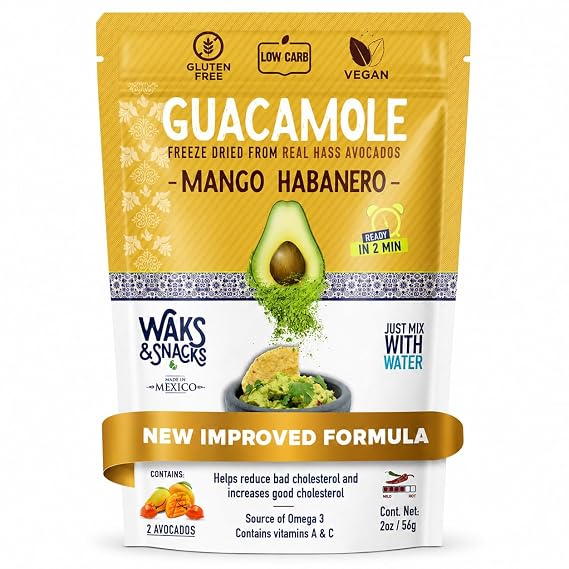 WAKS & SNACKS Guacamole Mango-Habanero | 100% Hass | 2 oz | 1-Pack