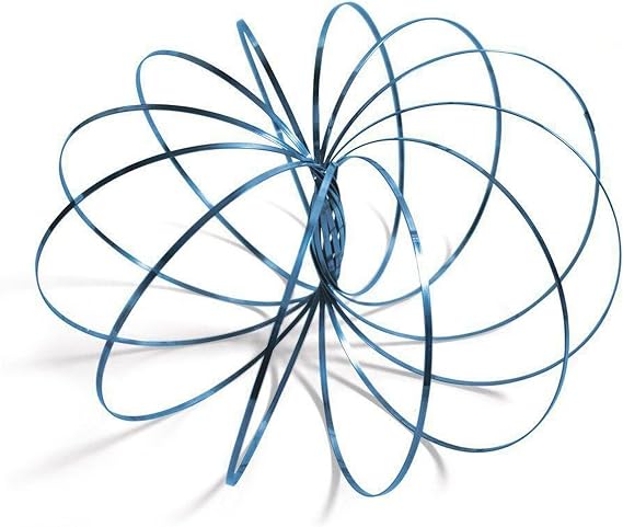 SHATCHI Infinity Arm Spring Slinky Juggle Dance 3D Magic Flow Ring Stainless Steel Hand Fidget Spinner Interactive Kinetic Decompression Toys for Kids Adults, Blue,Small