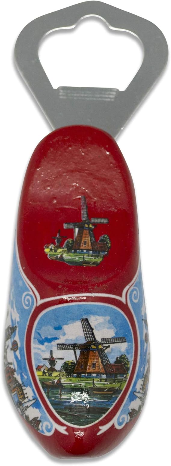Unique Metal 5" Bottle Opener Fridge Magnet Dutch Red Wooden Shoe | DutchGiftOutlet