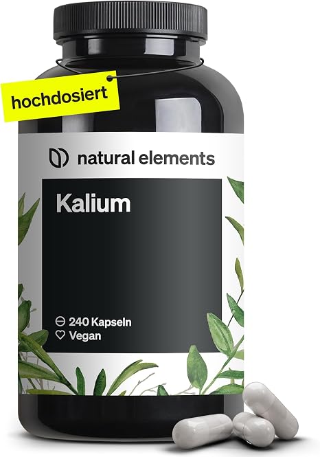 natural elements Potassium - 240 Capsules with 800 mg Elementary Potassium (from Potassium Citrate) per Daily Dose - for Blood Pressure Muscle Function & Nervous System - Vegan High Dose No Additives