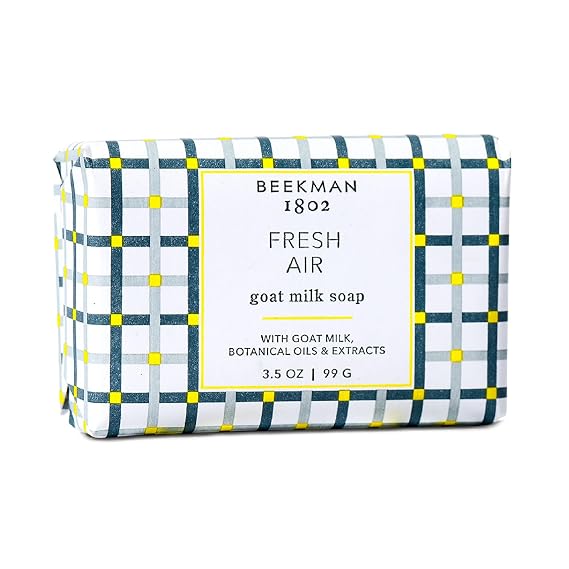 Beekman 1802 Goat Milk Soap Moisturizing Hand & Body Soap Bar with Shea Butter & Botanical Oils, Triple-Milled, Non-Drying, Made for Sensitive Skin, Fresh Air 3.5 oz