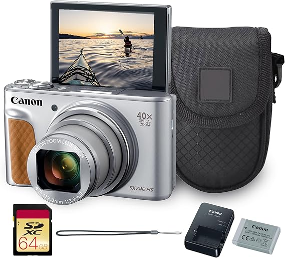 Canon PowerShot SX740 HS 20.3MP Digital Camera (2956C001) (Silver) Bundle
