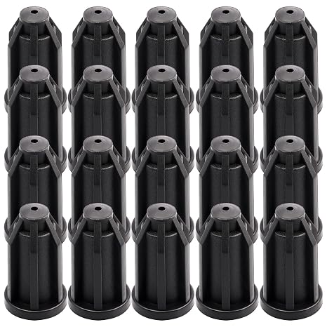 20Pcs Caster Socket Sleeve Round Inserts, 7/16 Inch Inside Stem & 1 Inch Outside Diameter, Plastic Chair Caster Wheel Caster Socket Black